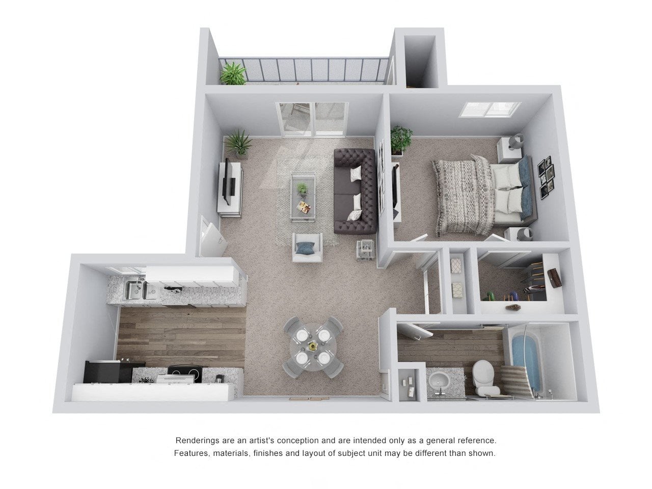 A4: 1 Bed 1 Bath floor plan